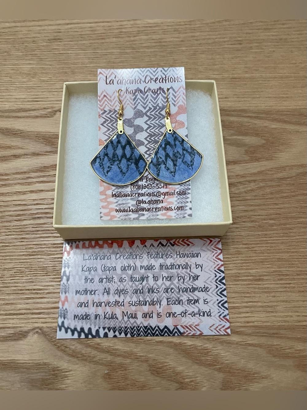 Blue Kapa Fan Drop Earrings